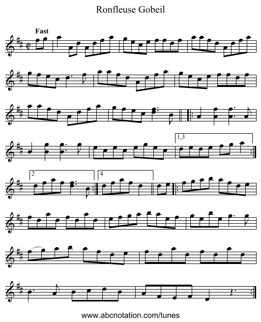 Ronfleuse Gobeil - staff notation