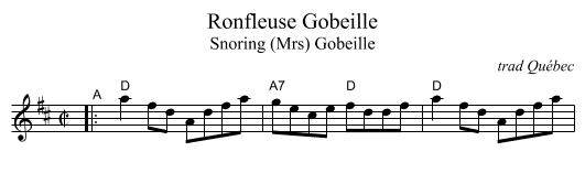 Ronfleuse Gobeille - staff notation
