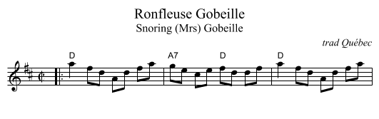 Ronfleuse Gobeille - staff notation