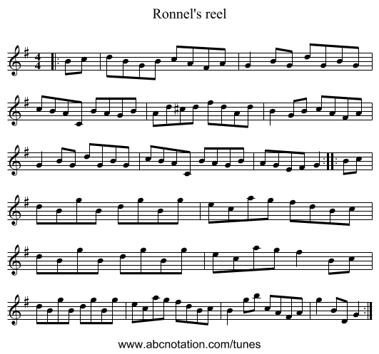 Ronnel's reel - staff notation