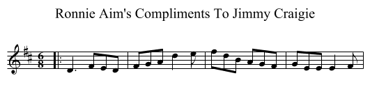 Ronnie Aim's Compliments To Jimmy Craigie - staff notation