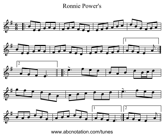 Ronnie Power's - staff notation