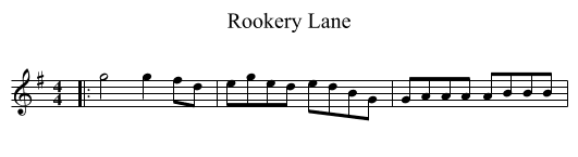Rookery Lane - staff notation
