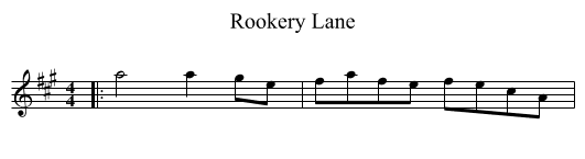 Rookery Lane - staff notation