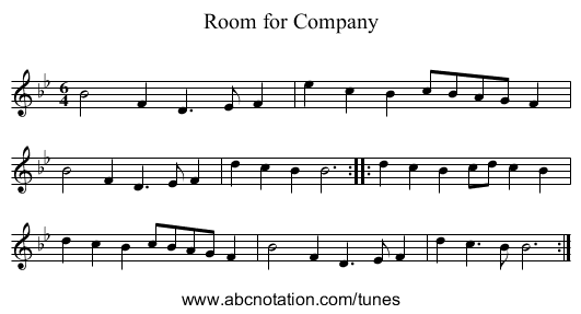Room for Company - staff notation