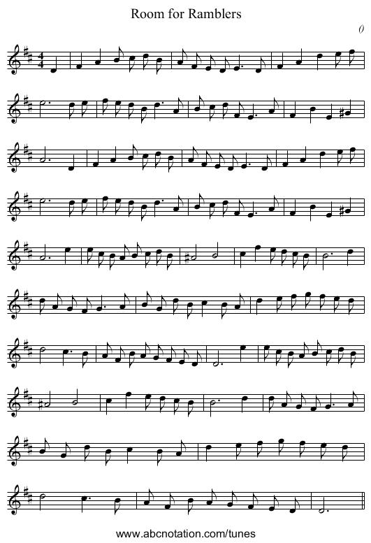 Room for Ramblers - staff notation