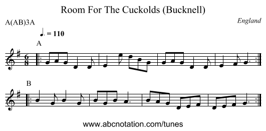 Room For The Cuckolds (Bucknell) - staff notation