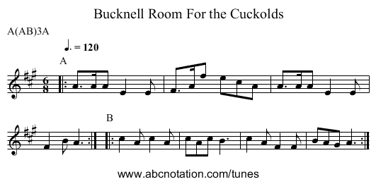 Room For the Cuckolds, Bucknell - staff notation