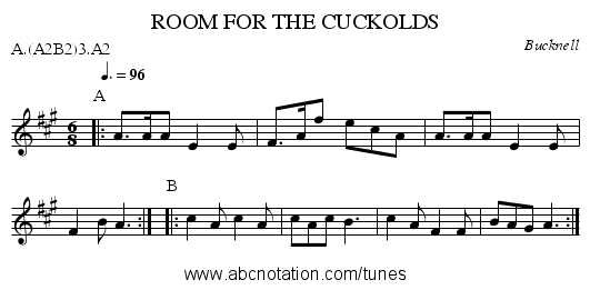 ROOM FOR THE CUCKOLDS - staff notation