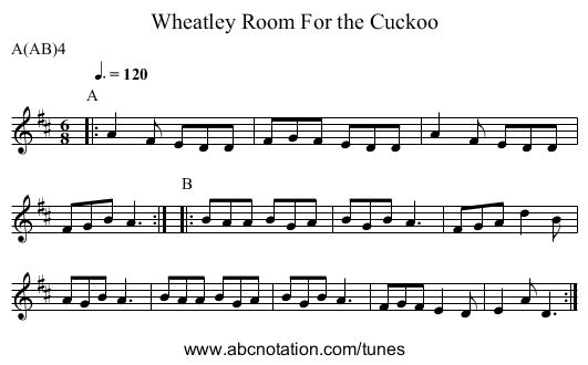 Room For the Cuckoo, Wheatley - staff notation