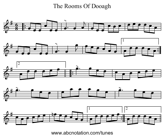 Rooms Of Dooagh, The - staff notation