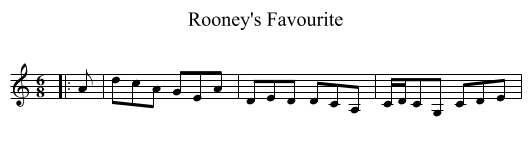 Rooney's Favourite - staff notation