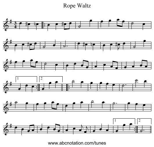 Rope Waltz - staff notation
