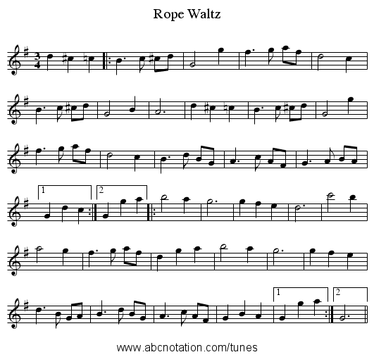 Rope Waltz - staff notation