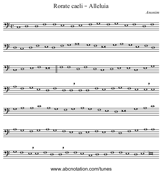 Rorate caeli – Alleluia - staff notation