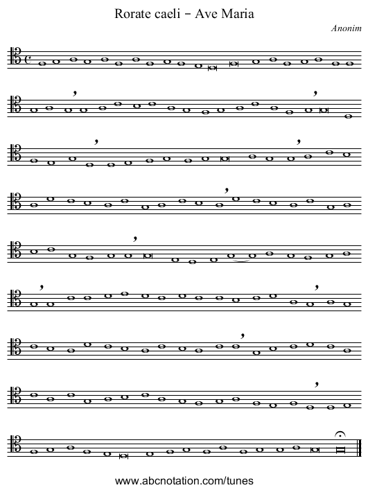 Rorate caeli – Ave Maria - staff notation