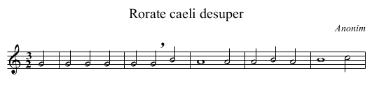 Rorate caeli desuper - staff notation