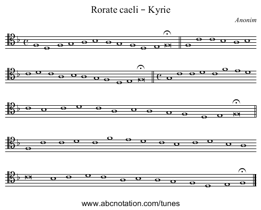 Rorate caeli – Kyrie - staff notation