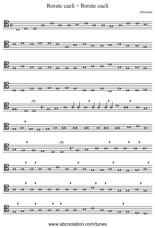 Rorate caeli – Rorate caeli - staff notation