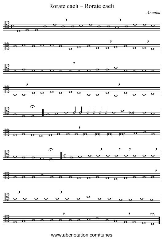 Rorate caeli – Rorate caeli - staff notation