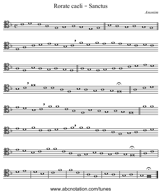 Rorate caeli – Sanctus - staff notation