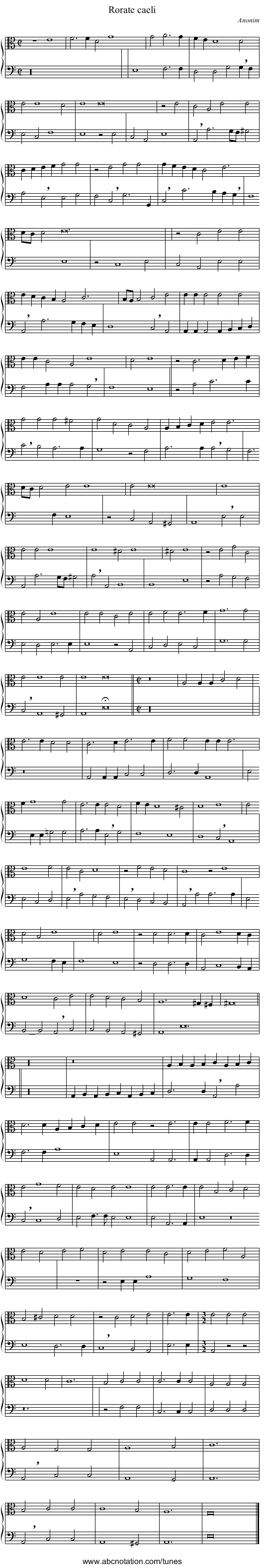 Rorate caeli - staff notation
