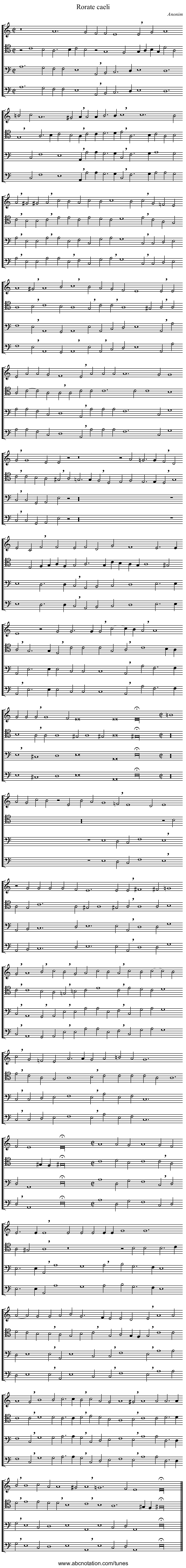 Rorate caeli - staff notation