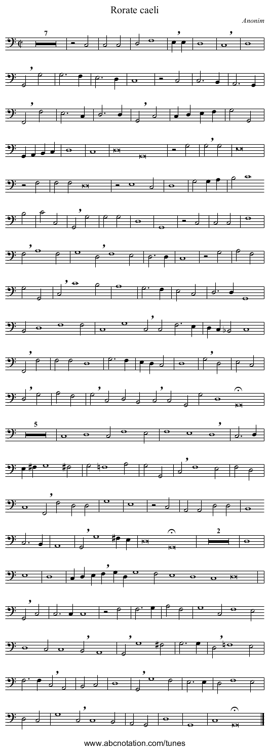 Rorate caeli - staff notation