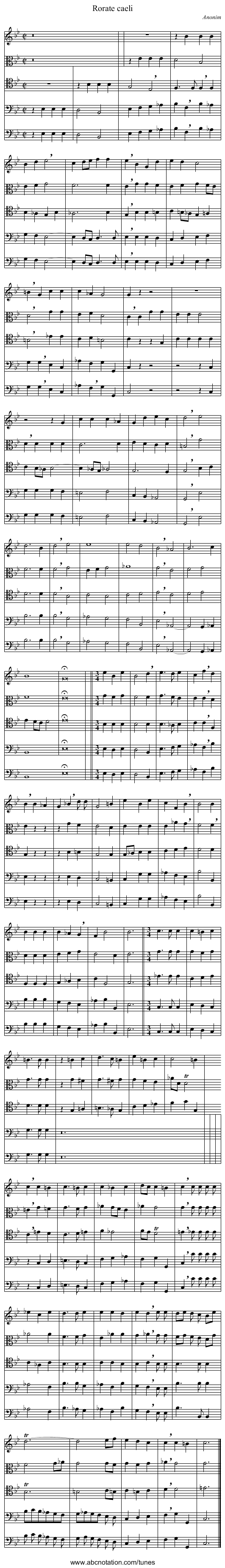 Rorate caeli - staff notation
