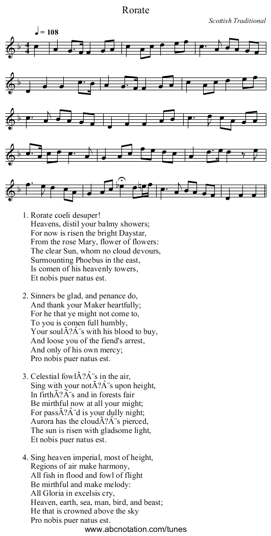 Rorate - staff notation
