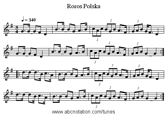 Roros Polska - staff notation