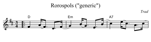 R&oslash;rospols (generic) - staff notation