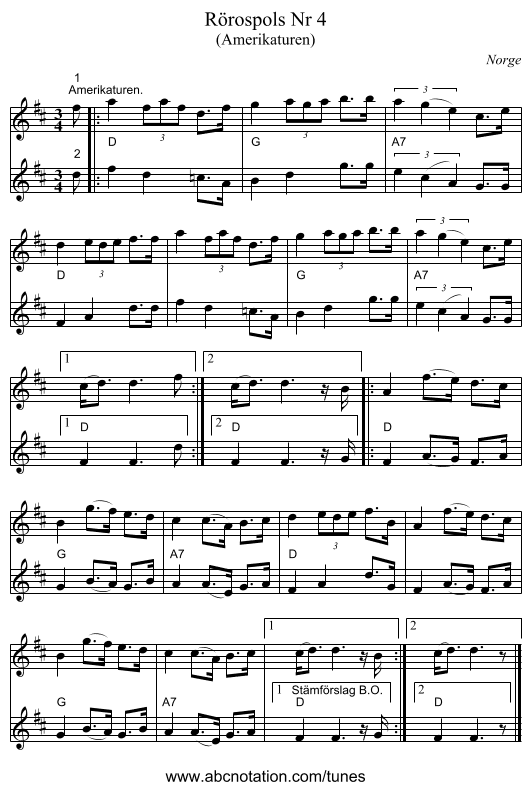 Rörospols Nr 4 - staff notation