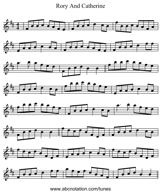 Rory And Catherine - staff notation
