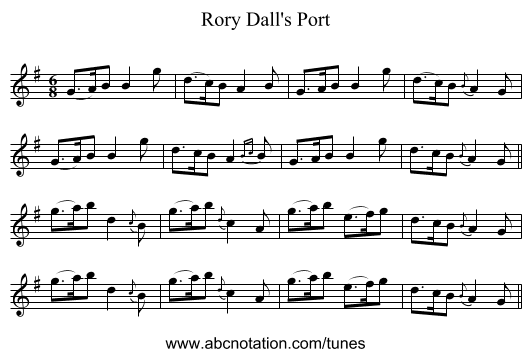 Rory Dall's Port - staff notation