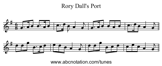 Rory Dall's Port - staff notation
