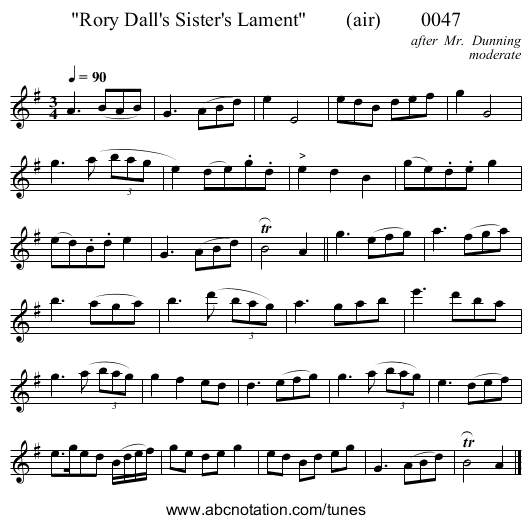 Rory Dall's Sister's Lament (air) 0047 - staff notation