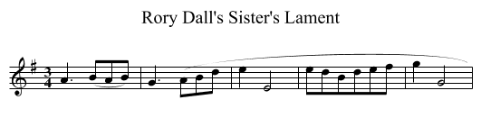 Rory Dall's Sister's Lament - staff notation