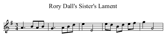 Rory Dall's Sister's Lament - staff notation