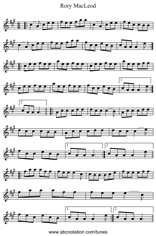 Rory MacLeod - staff notation