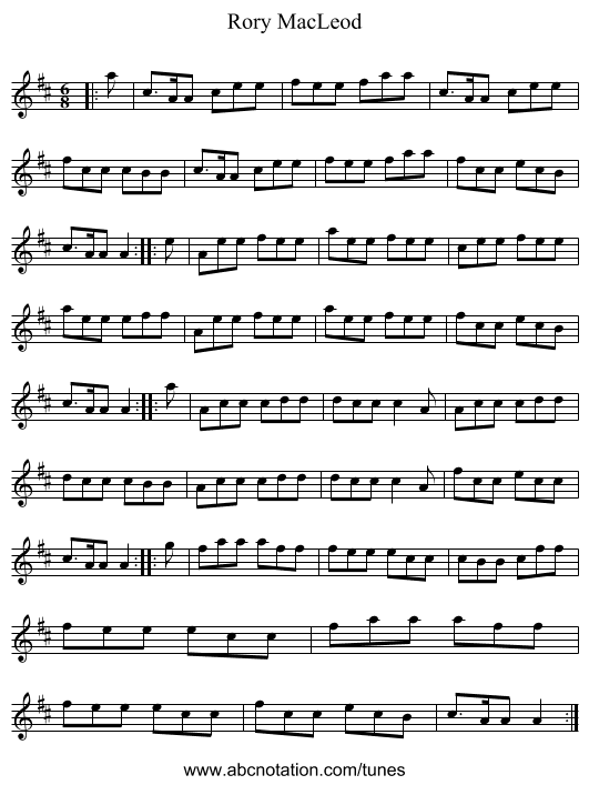 Rory MacLeod - staff notation