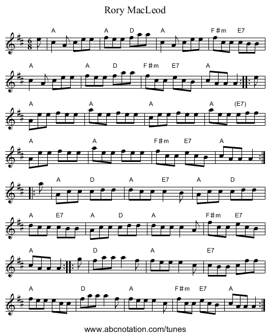 Rory MacLeod - staff notation