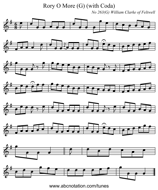 Rory O More (G) (with Coda) - staff notation