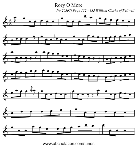 Rory O More - staff notation