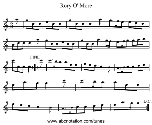 Rory O' More - staff notation