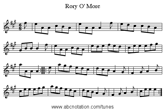 Rory O' More - staff notation