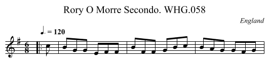 Rory O Morre Secondo. WHG.058 - staff notation