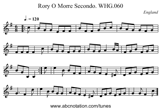 Rory O Morre Secondo. WHG.060 - staff notation