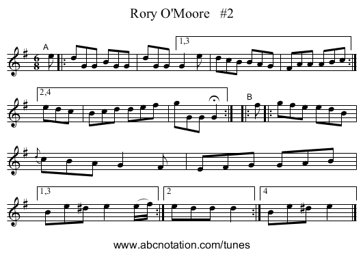 Rory O'Moore   #2 - staff notation