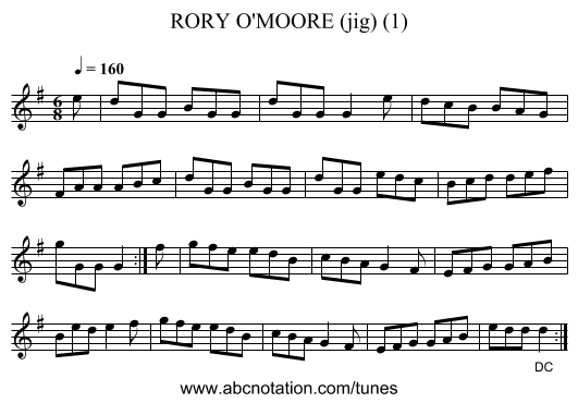 RORY O'MOORE (jig) (1) - staff notation